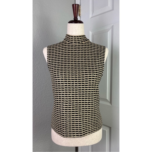 St. John Tops - ST.JOHN Vintage Gold & Black Sleeveless Blouse